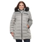 Plus Size Apt. 9&reg; Stretch Hooded Faux-fur Trim Puffer Jacket, Women's, Size: 3xl, Grey Other
