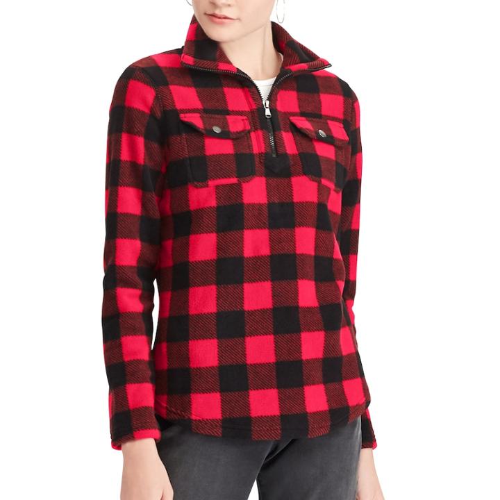 Women's Chaps Printed 1/4-zip Pullover, Size: Small, Red