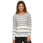 Women's Caribbean Joe Striped Tape Yarn Sweater, Size: Xl, White Oth