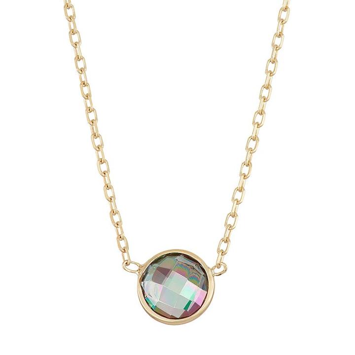 10k Gold Mystic Topaz Circle Pendant Necklace, Women's, Size: 17, Green