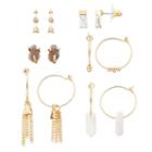 Simulated Drusy, Arrow & Hoop Earring Set, Women's, Gold