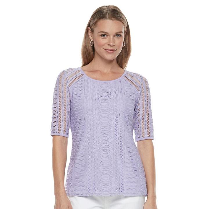 Women's Dana Buchman Lace Tee, Size: Small, Med Purple