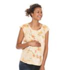 Maternity A:glow Print Pleated Tee, Women's, Size: L-mat, Lt Beige