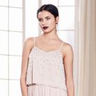 Lc Lauren Conrad Runway Collection Rhinestone Crop Camisole - Women's, Size: Xs, Beig/green (beig/khaki)