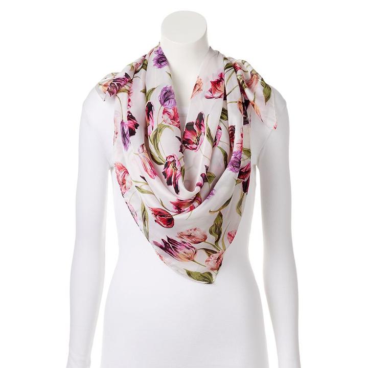 Dana Buchman Tulip Square Scarf, Women's, Beige Oth