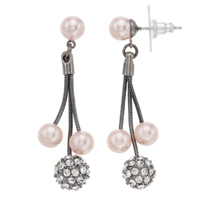 Simply Vera Vera Wang Pink Simulated Pearl Linear Drop Earrings, Women's