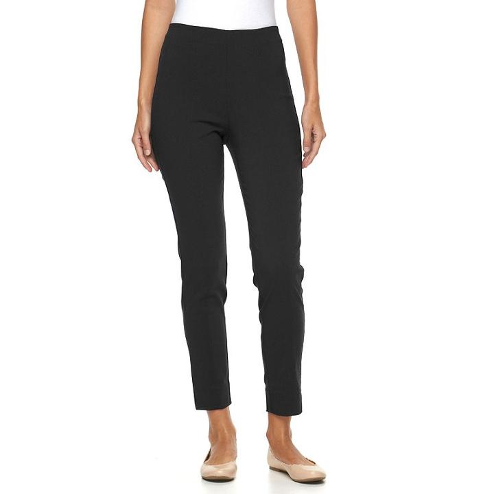 Women's Croft & Barrow&reg; Pull-on Twill Tapered Ankle Pants, Size: 10 Avg/reg, Black