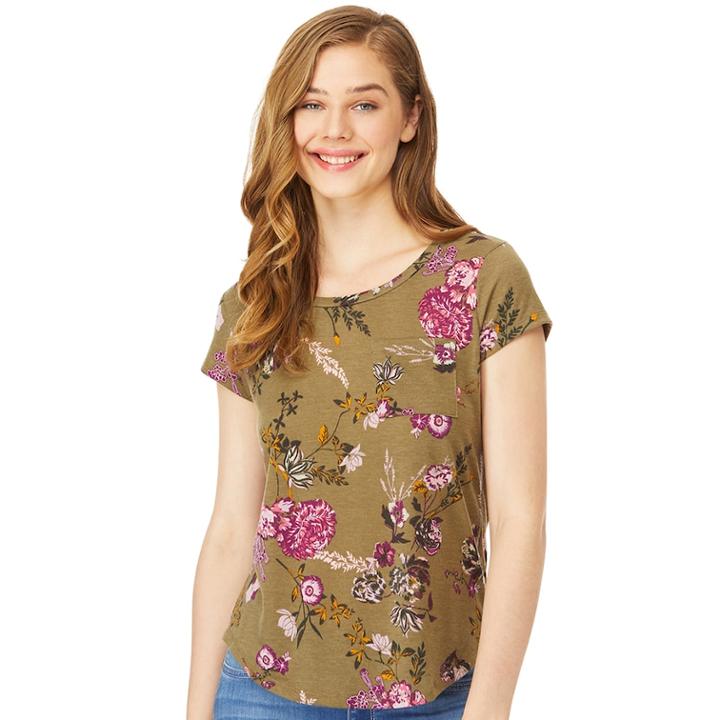 Juniors' Wallflower Scoopneck Tee, Teens, Size: Medium, Brt Yellow