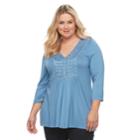 Plus Size World Unity Ladder Stitch Bib Top, Women's, Size: 0x, Blue Other