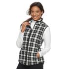 Women's Croft & Barrow&reg; Quilted Plaid Vest, Size: Xl, Black
