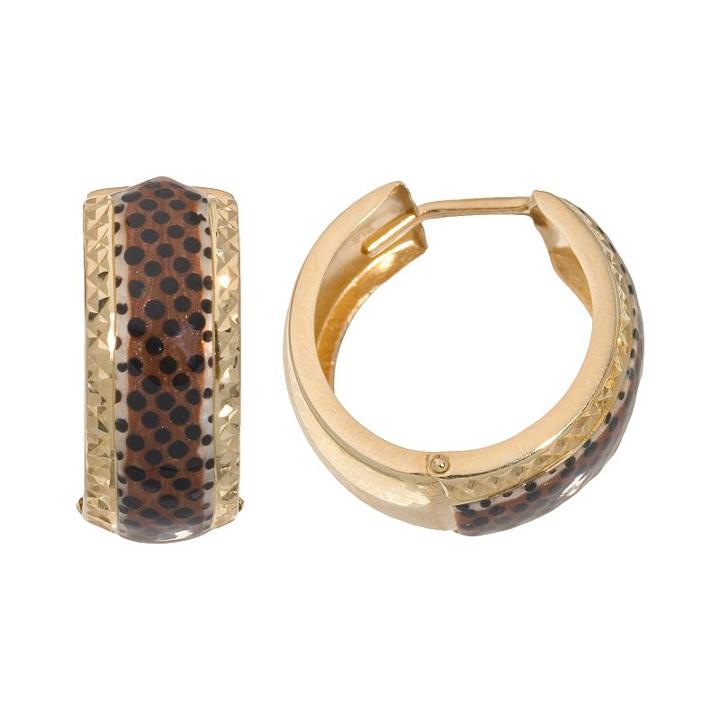 New York Gold Designs 14k Gold Leopard Hoop Earrings, Women's, Yellow