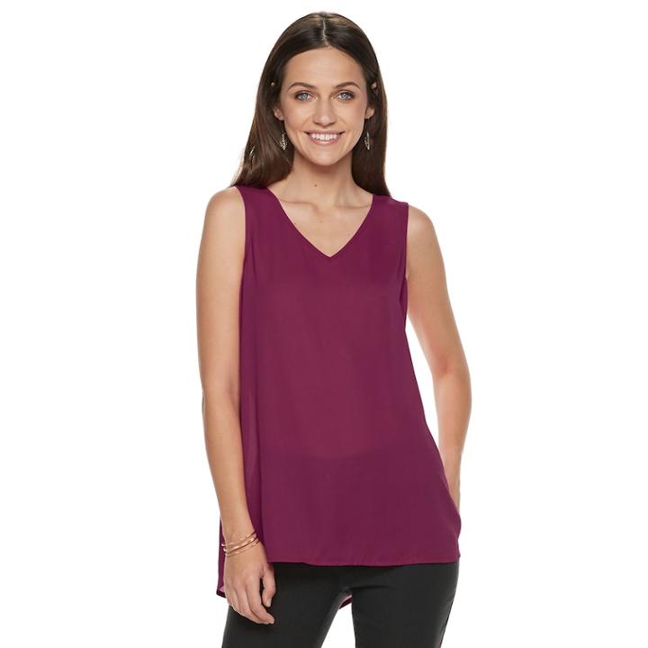 Women's Apt. 9&reg; V-neck Georgette Tank, Size: Large, Dark Red