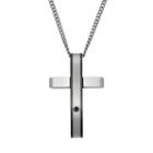 Diamond Accent Two Tone Stainless Steel Cross Pendant Necklace - Men, Size: 24, White