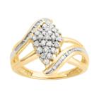 10k Gold 1/2 Carat T.w. Diamond Kite Ring, Women's, Size: 9, White