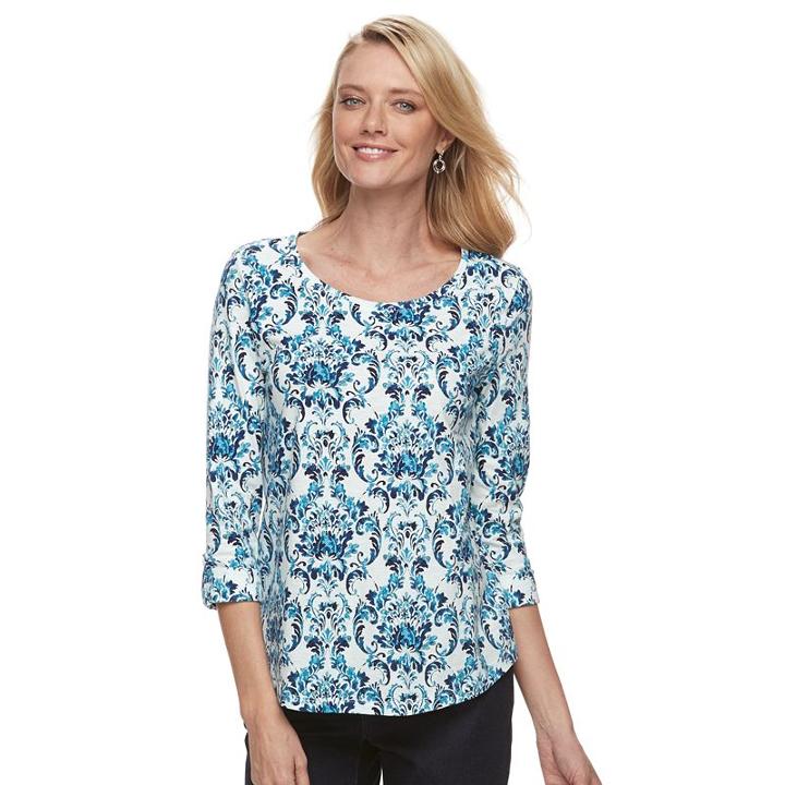 Women's Croft & Barrow&reg; Slubbed Scoopneck Tee, Size: Xxl, Turquoise/blue (turq/aqua)