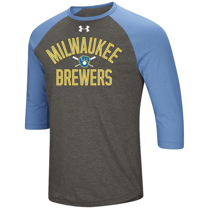 Men's Under Armour Milwaukee Brewers Tee, Size: Xl, Med Grey