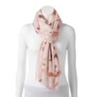 Lc Lauren Conrad Painted Blooms Oversized Oblong Scarf, Women's, Pink Ovrfl