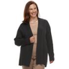 Plus Size Plus Dana Buchman Ribbed Long Sleeve Cardigan, Women's, Size: 1xl, Oxford