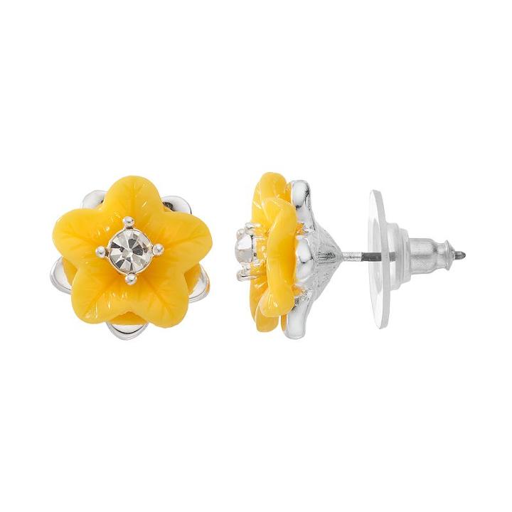 Napier Flower Nickel Free Stud Earrings, Women's, Yellow
