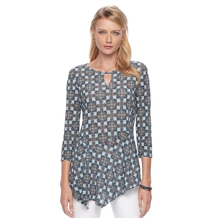 Women's Dana Buchman Keyhole Asymmetrical Top, Size: Xs, Light Blue