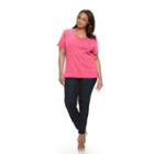 Plus Size Croft & Barrow&reg; Print Asymmetrical-hem Tee, Women's, Size: 2xl, Med Pink