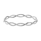 Sterling 'n' Ice Sterling Silver Crystal Criss Cross Bangle Bracelet, Women's, Size: 7.25, White