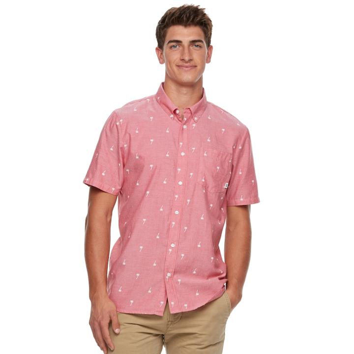 Men's Vans Rampant Button-down Shirt, Size: Large, Dark Red