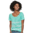 Women's Sonoma Goods For Life&trade; Raglan Henley Tee, Size: Small, Turquoise/blue (turq/aqua)