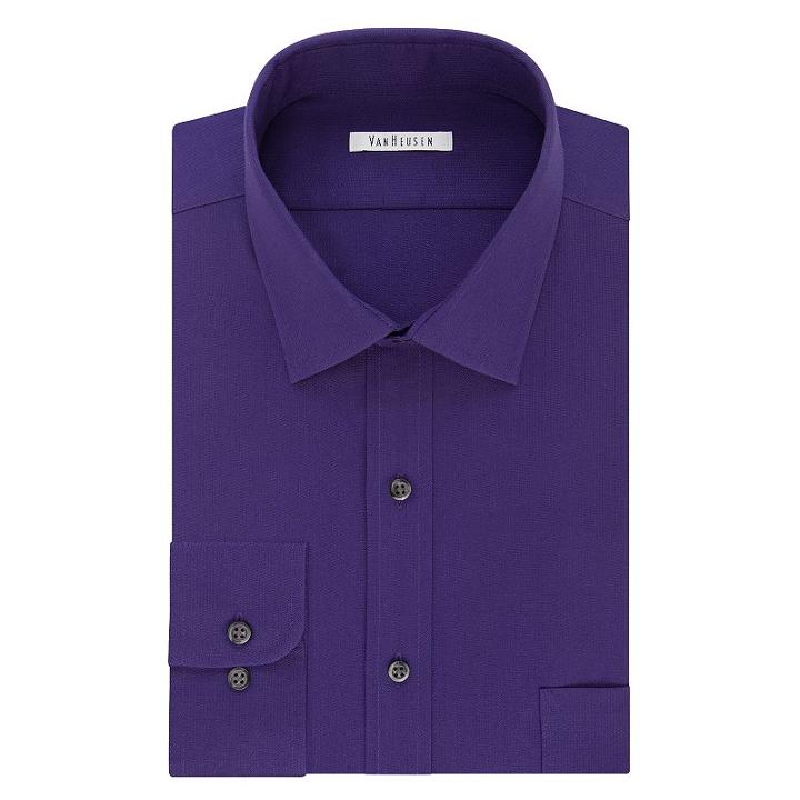 Big & Tall Van Heusen Regular-fit Flex Collar Pincord Wrinkle-free Dress Shirt, Men's, Size: 18-32/33, Med Purple