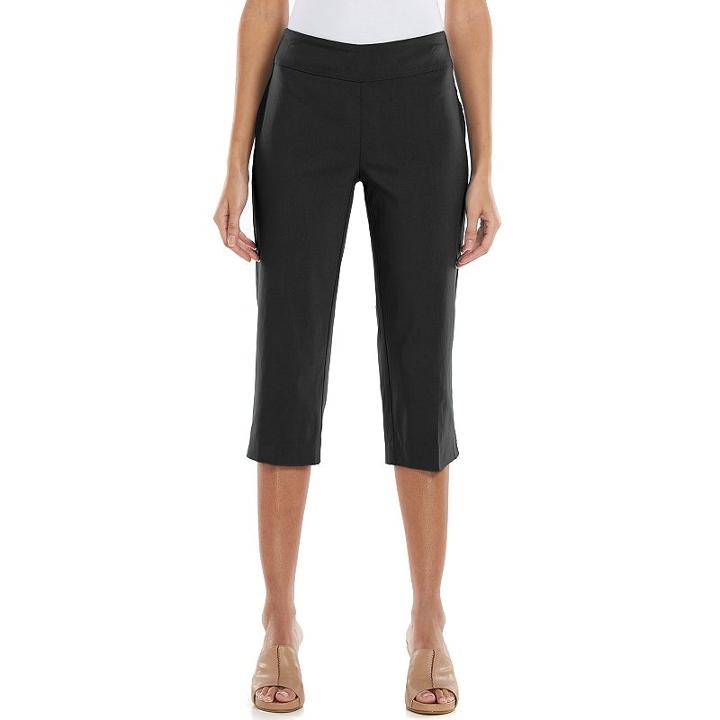 Women's Dana Buchman Pull-on Capris, Size: Large, Black