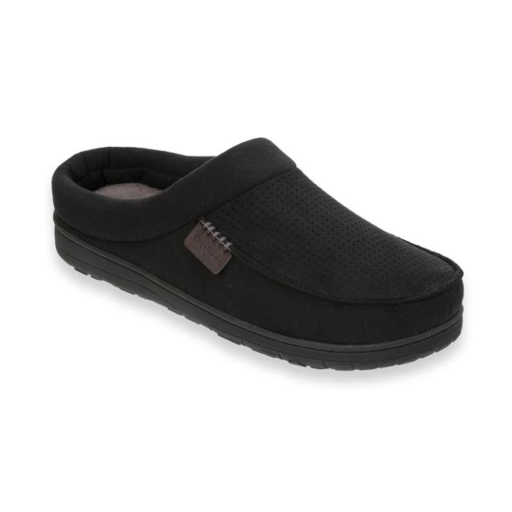 Men's Dearfoams Perforated Microfiber Clog Slippers, Size: Small, Black