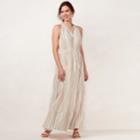 Women's Lc Lauren Conrad Print Halter Maxi Dress, Size: Large, Natural