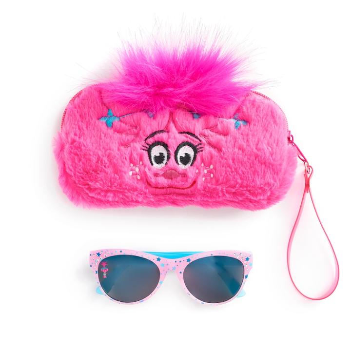 Dreamworks Trolls Poppy Girls 4-16 Sunglasses & Faux-fur Case Set, Multicolor