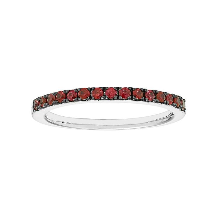 14k White Gold Ruby Stackable Ring, Women's, Size: 8, Red