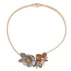 Simply Vera Vera Wang Two Tone Floral & Faceted Stone Cluster Collar Necklace, Women's, Black