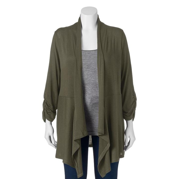Juniors' Plus Size About A Girl Knit Cardigan, Size: 1xl, Green Oth
