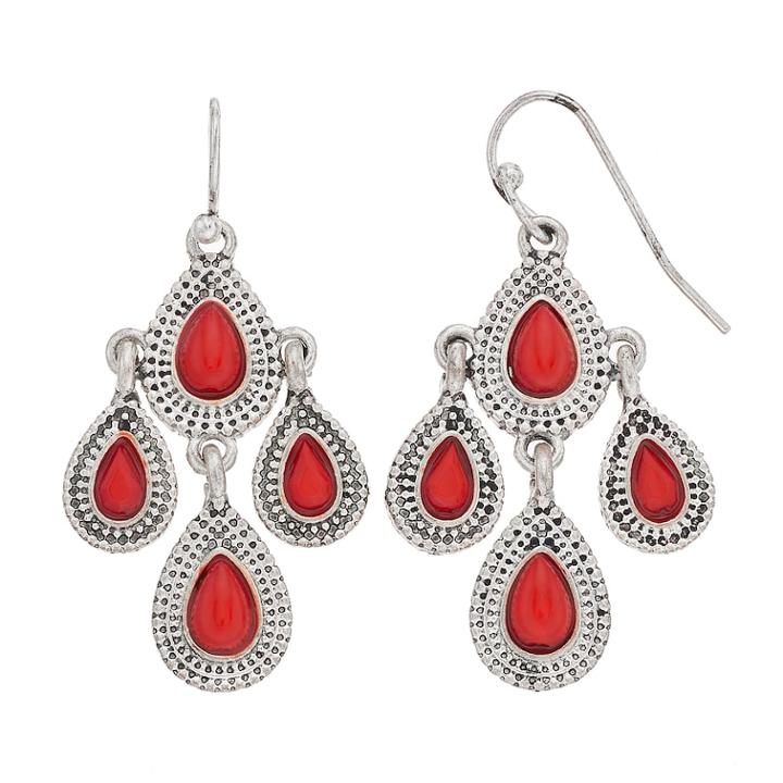 Red Teardrop Earring, Women's