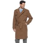 Men's Tower By London Fog Raised Twill Double-breasted Rain Jacket, Size: 44 Long, Dark Beige