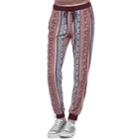 Juniors' Pink Rose Print Jogger Pants, Teens, Size: Xl, Dark Red