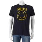 Men's Nirvana Smile Logo Band Tee, Size: Large, Black