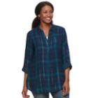 Plus Size Sonoma Goods For Life&trade; Plaid Popover Top, Women's, Size: 4xl, Blue