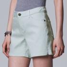 Women's Simply Vera Vera Wang Side Slit Jean Shorts, Size: 6, Lt Green