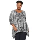 Plus Size World Unity Studded Sharkbite Top, Women's, Size: 3xl, Grey
