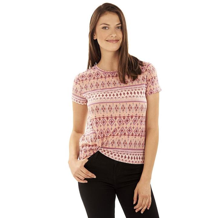 Juniors' Wallflower Knot Front Print Tee, Teens, Size: Medium, Ovrfl Oth