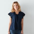 Women's Sonoma Goods For Life&trade; Embroidered Eyelet Top, Size: Large, Dark Blue