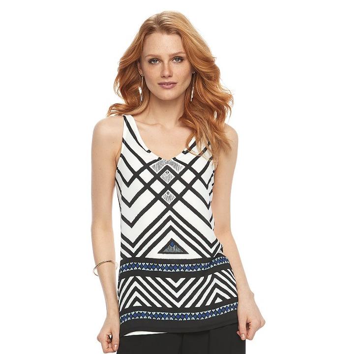 Women's Apt. 9&reg; Geometric Print Tank, Size: Xl, Blue