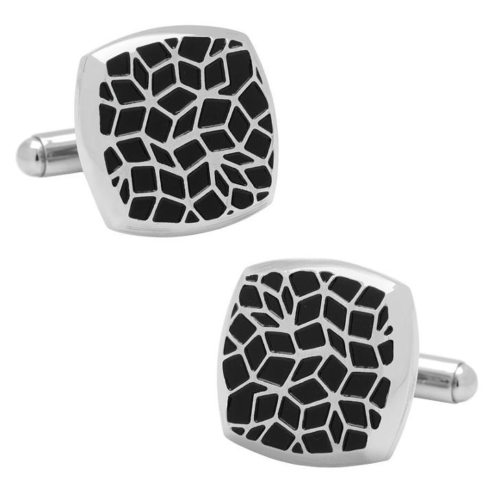 Stainless Steel Geometric Cell Cuff Links, Men's, Silver