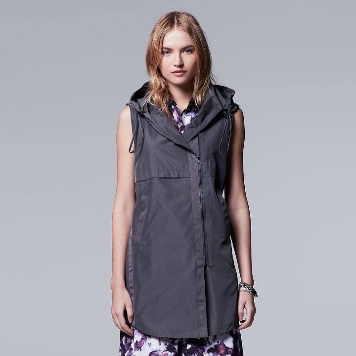 Women's Simply Vera Vera Wang Asymmetrical Vest, Size: Medium, Grey (charcoal)