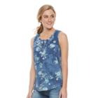 Women's Sonoma Goods For Life&trade; Twist Henley Tank, Size: Large, Blue