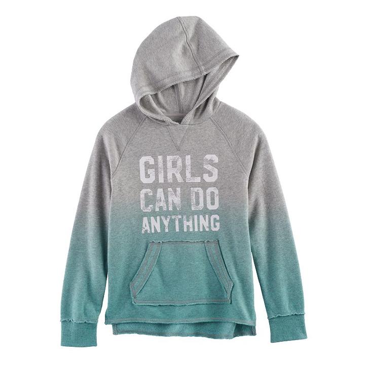 Girls 7-16 So&reg; Raw Edge Graphic Fleece-lined Hoodie, Size: 10, Grey Other